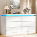 Black 6 Drawer Wood Dresser with Charging Station Q2559