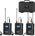 Wireless Lavalier Microphone, 96-Channel UHF Dual Lavalier Microphone System (2TX+1RX) I7775
