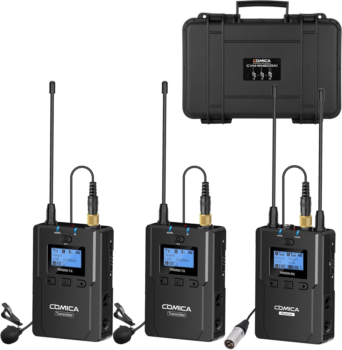 Wireless Lavalier Microphone, 96-Channel UHF Dual Lavalier Microphone System (2TX+1RX) I7775