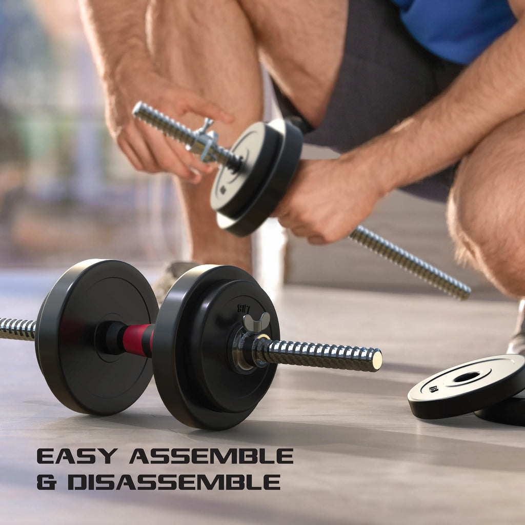 2-in-1 Adjustable Dumbbell and Barbell Set, 100lbs., Black Y691