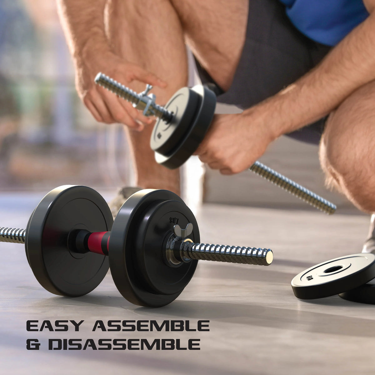 2-in-1 Adjustable Dumbbell and Barbell Set, 100lbs., Black Y691