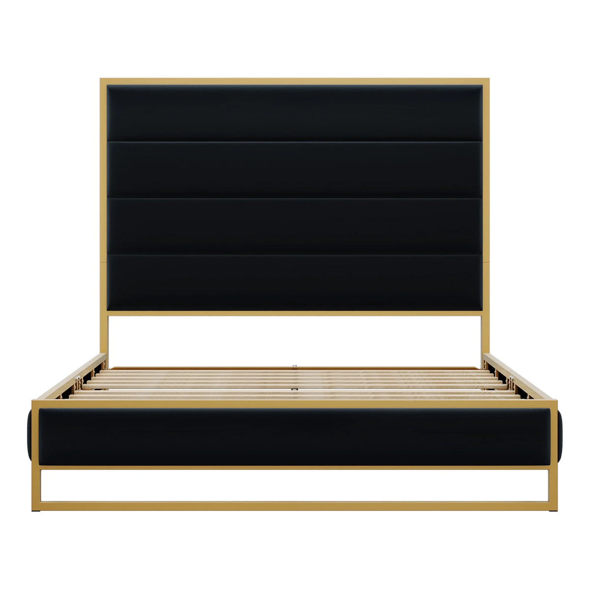 Queen Size Black Velvet Upholstered Platform Bed S64284