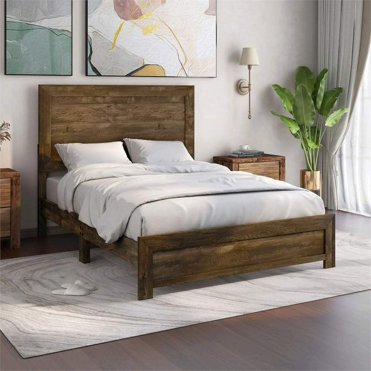 Queen Panel Bed in Walnut X7198