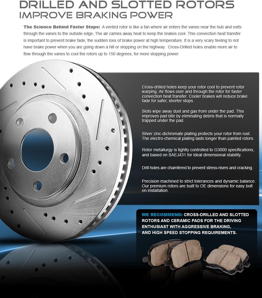 Front + Rear Calipers + Drilled Slotted Rotors + Ceramic Pads Kit G35938