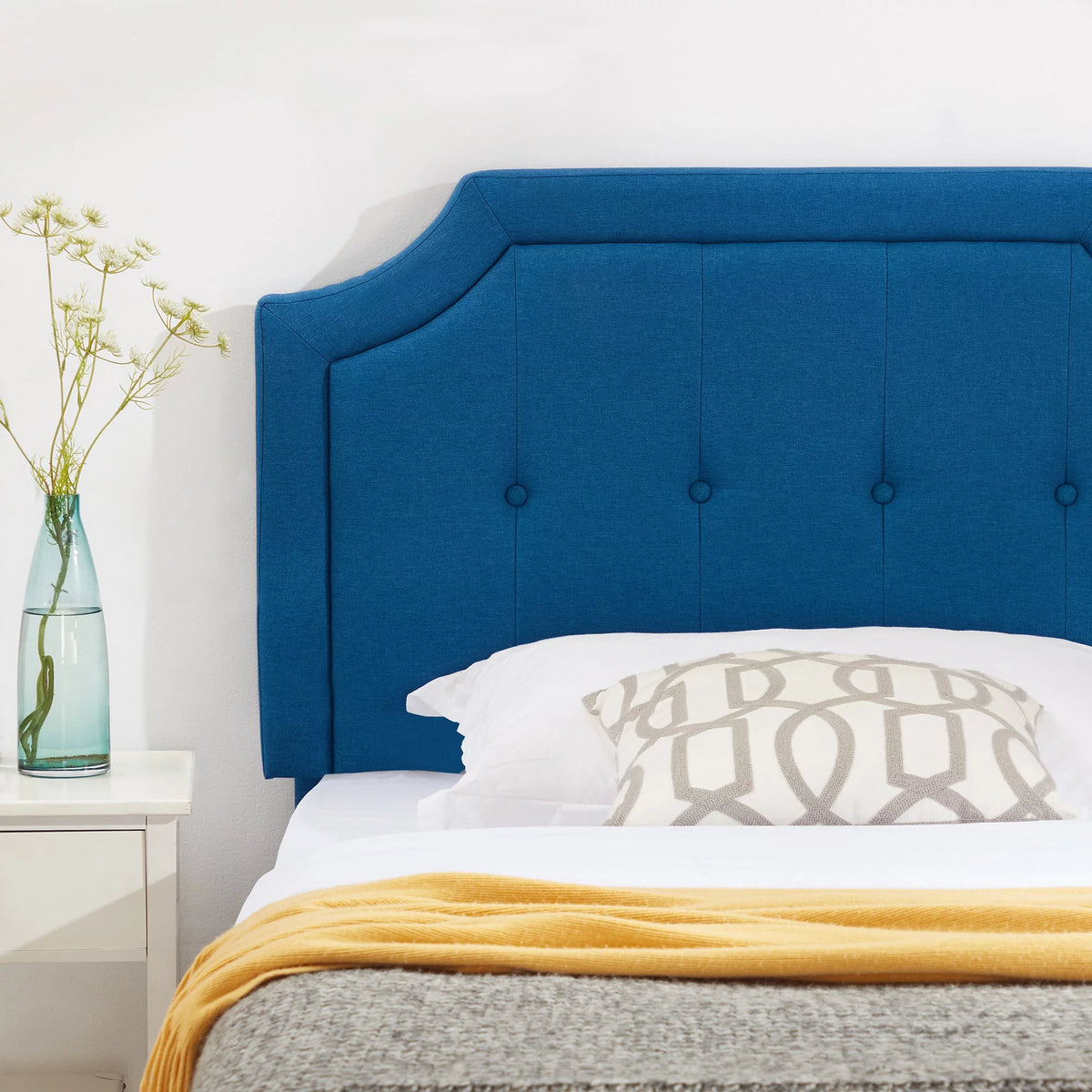 Twin Upholstered Platform Bed Frame with Adjustable Headboard A64988