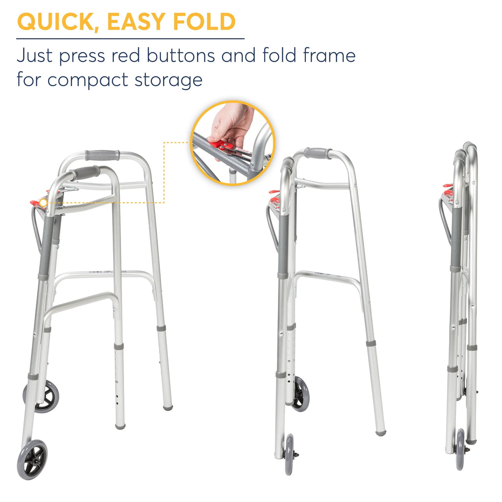Two Button Folding Walker with 5 Wheels C987809