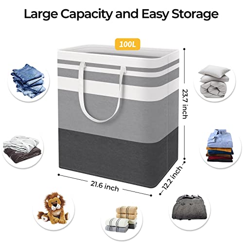 2-Pack 75L Collapsible Waterproof Laundry Hamper with Handles X995820