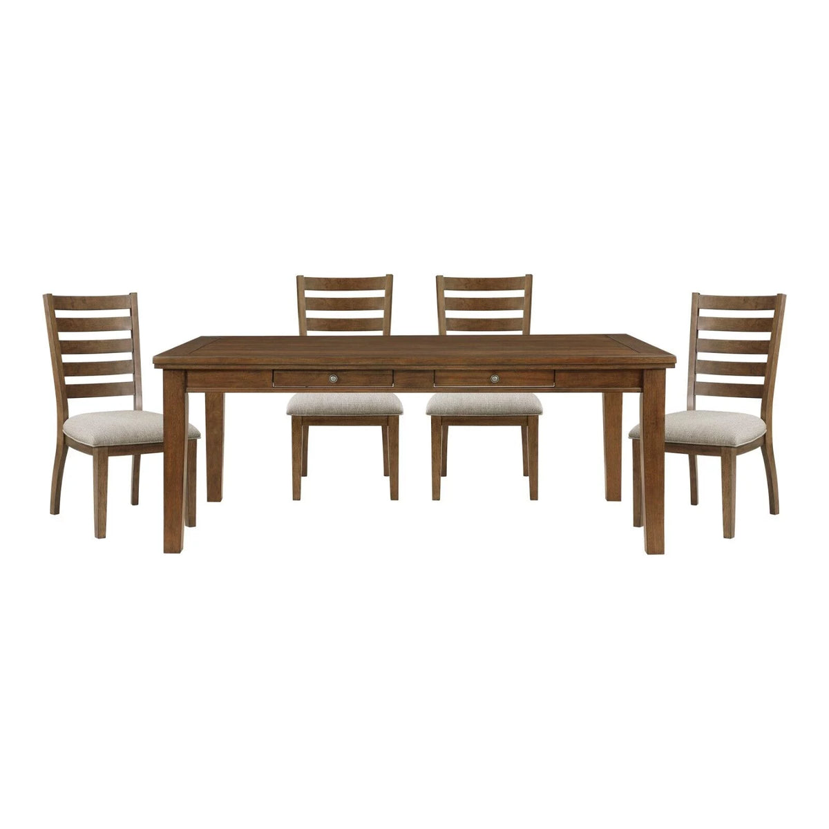 5pc Wooden Dining Table Set with Fabric Upholstered Chairs H570