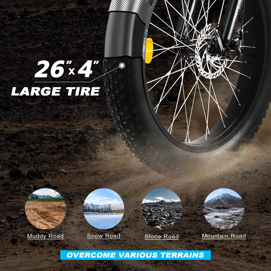 Electric Bike 26'' x 4 Fat Tire 750W Motor 48V 13Ah Battery J578753