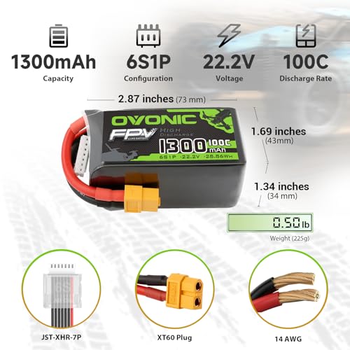 6S 100C 1300mAh 22.2V Lipo Battery with XT60 Connector I897