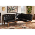 Dark Brown Faux Leather 2-Piece Wood Dining Nook Banquette Set D4897