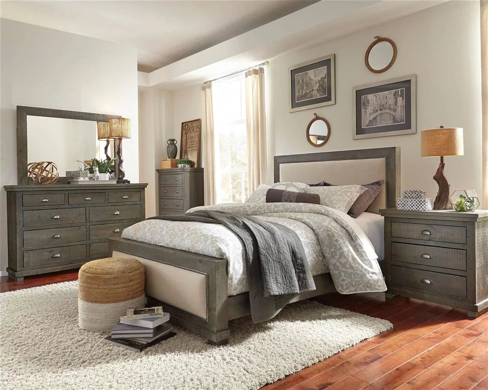 Dark Grey Drawer Dresser & Mirror Q84591
