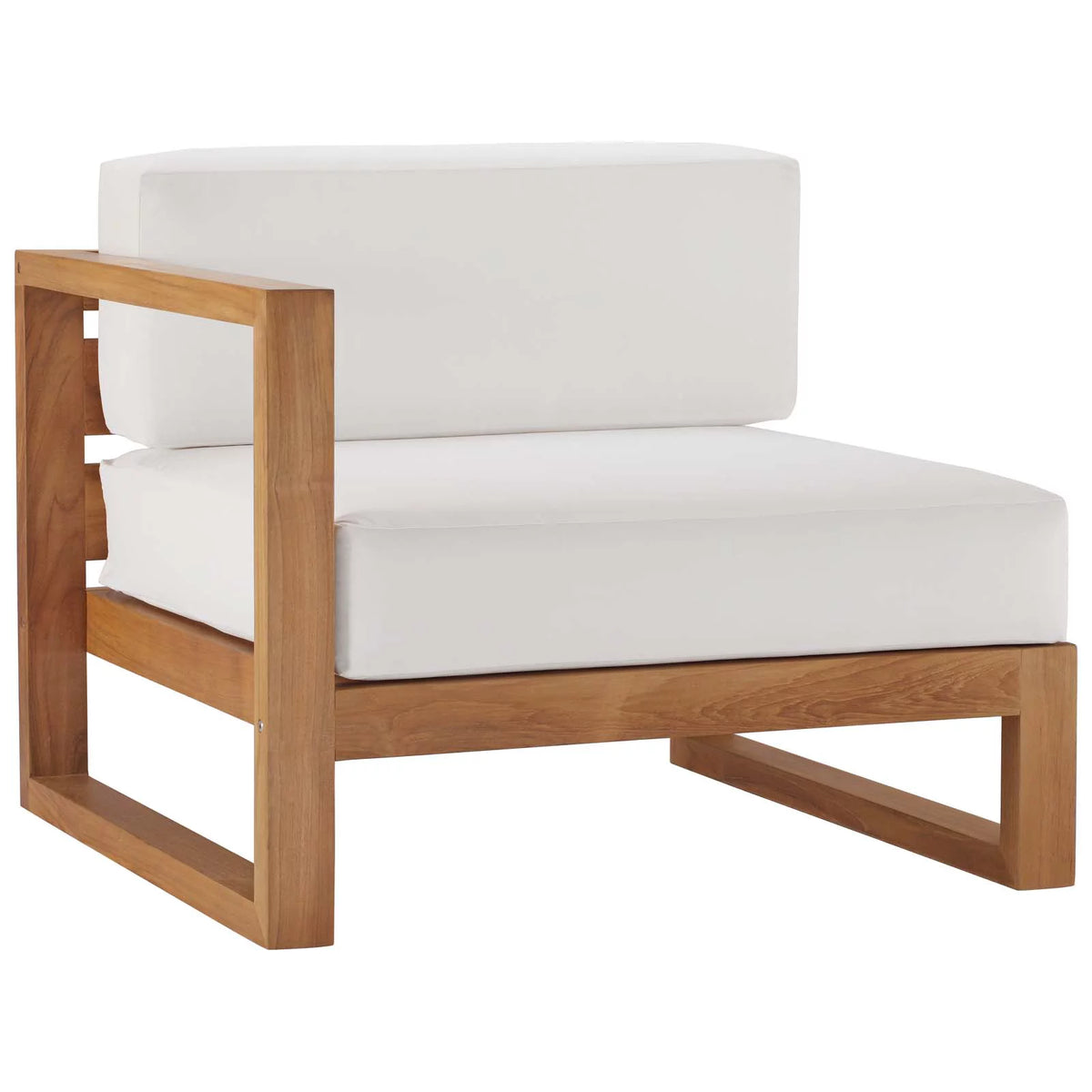 White Teak Wood Fabric Lounge Chair P731