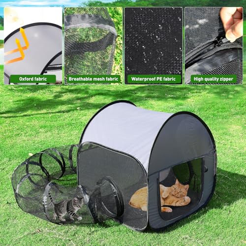 Foldable Outdoor Cat Enclosure with Tunnel G35465