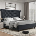King Size White Velvet Tufted Upholstered Platform Bed W874