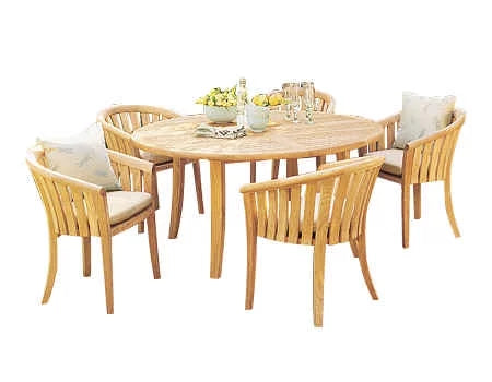 Grade-A Teak 5 Pc Outdoor Dining Set with 52" Round Table and 4 Arm Chairs S2334