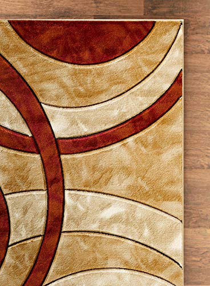5x7 Dark Red Circles Area Rug H165