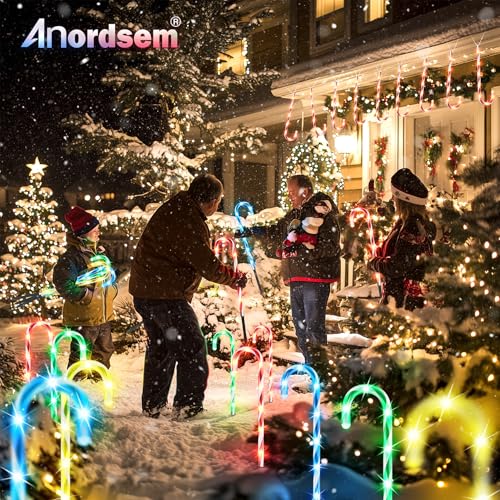 24 Pack Candy Cane Pathway Stake Lights W579647