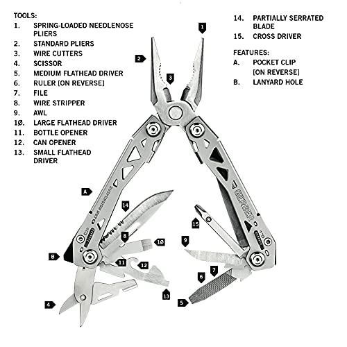 15-in-1 Stainless Steel Multi Tool with Pocket Knife and Pliers T697