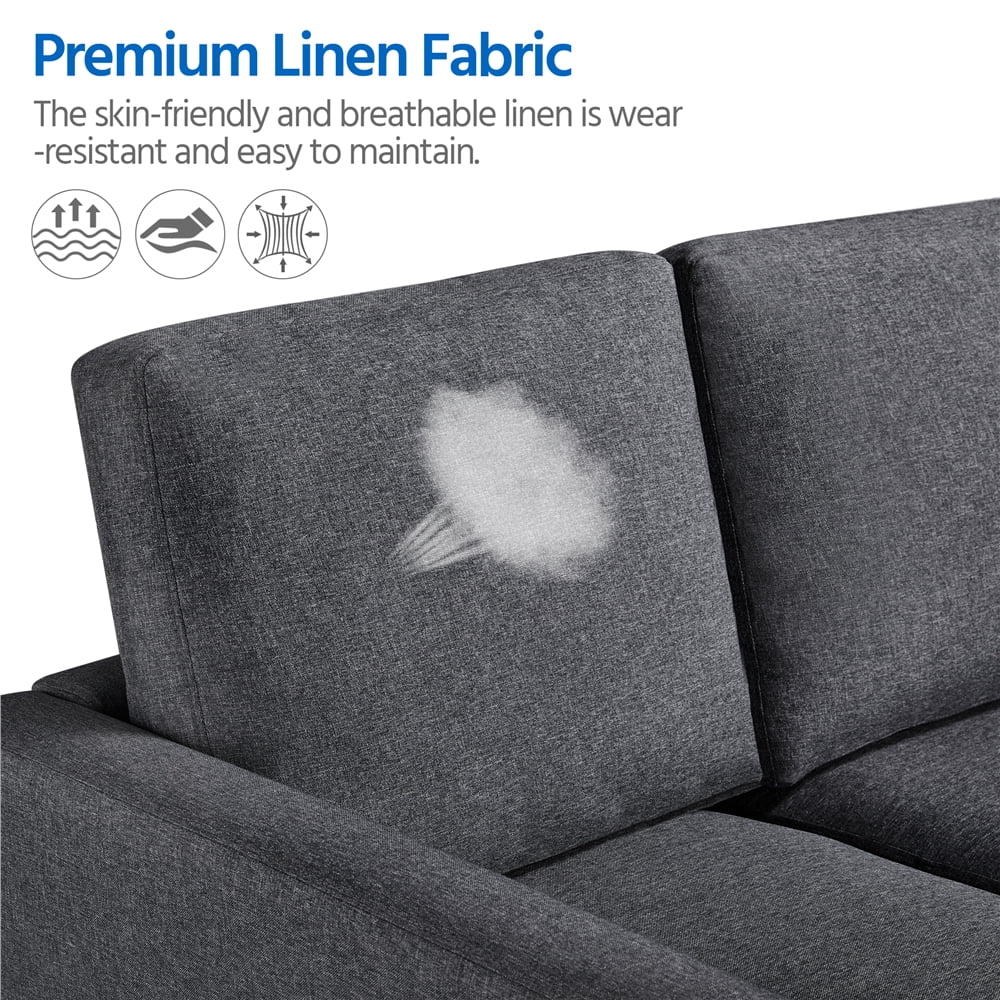 Gray Fabric 3-Seater Sofa C553