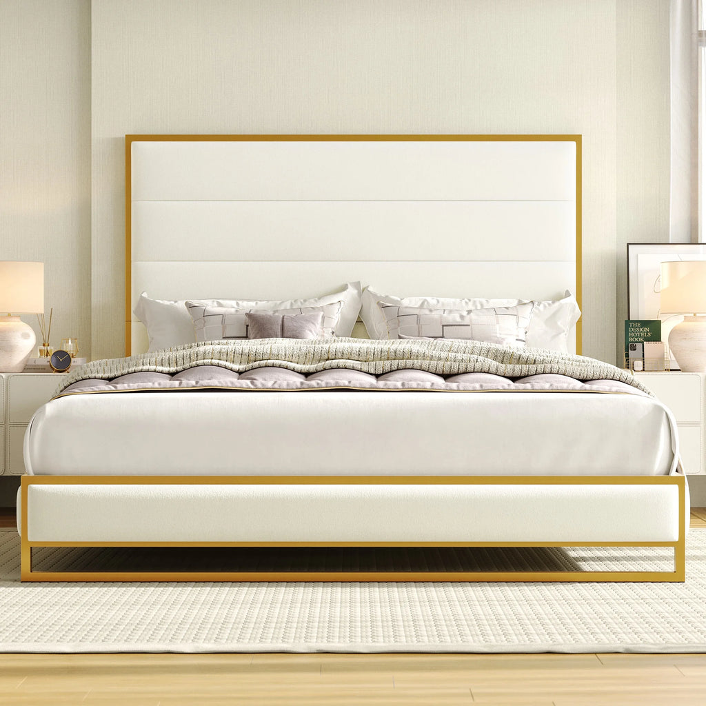 Queen Size Black Velvet Upholstered Platform Bed S64284