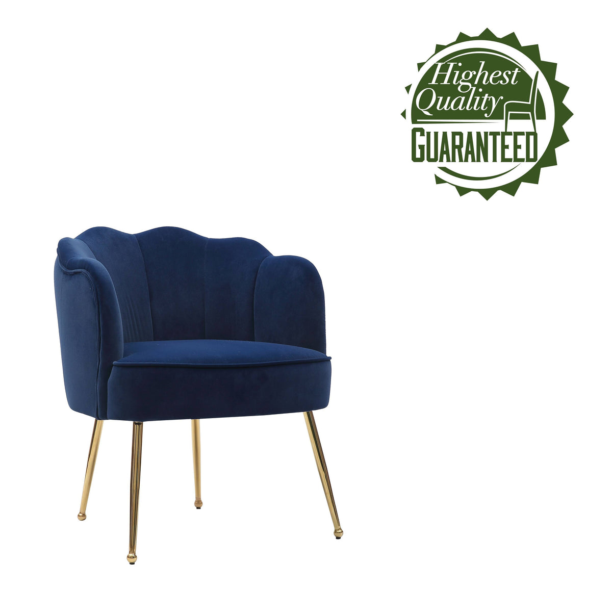 Blue Velvet Accent Chair with Gold Metal Legs J126694