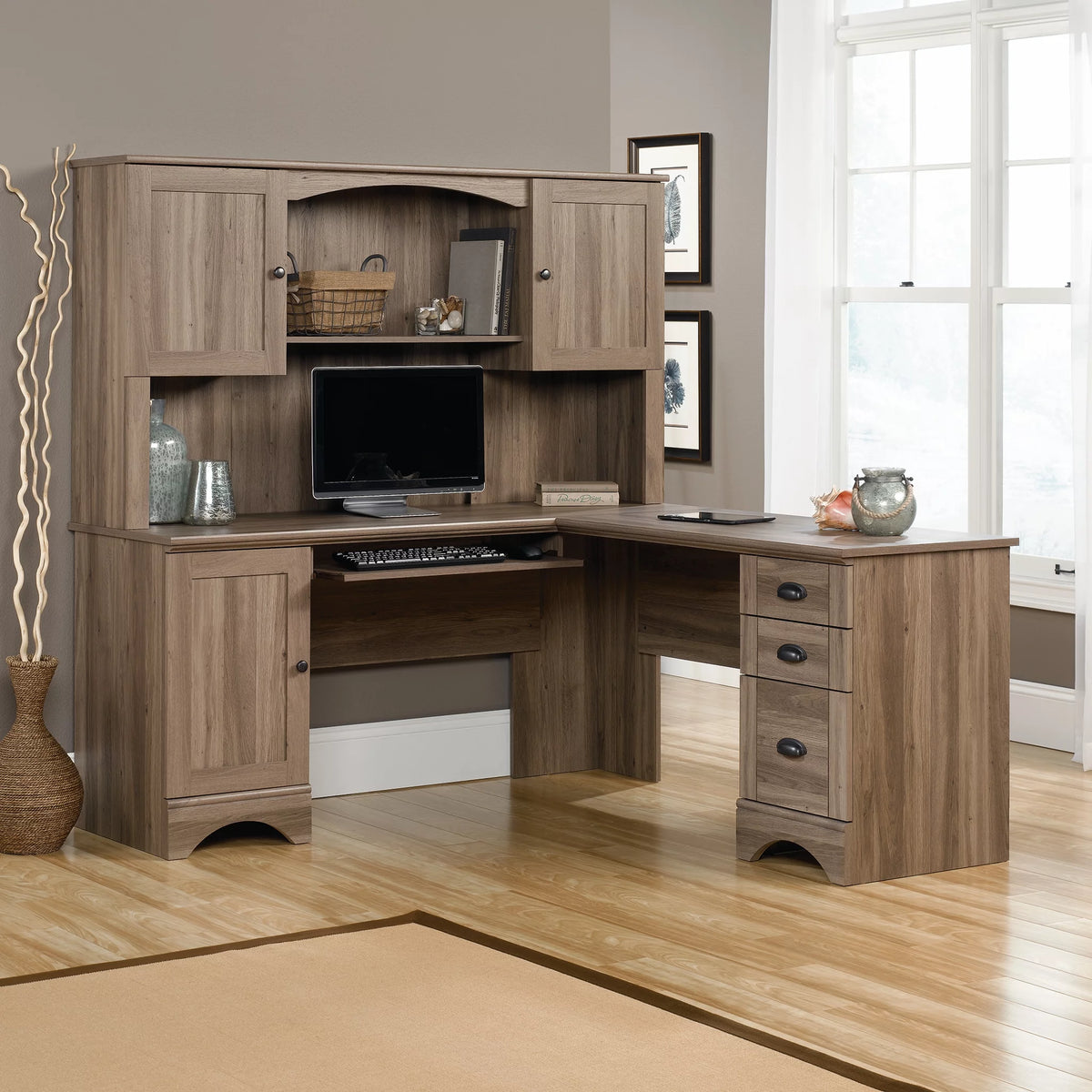 L Shaped Computer Desk with Storage P3074