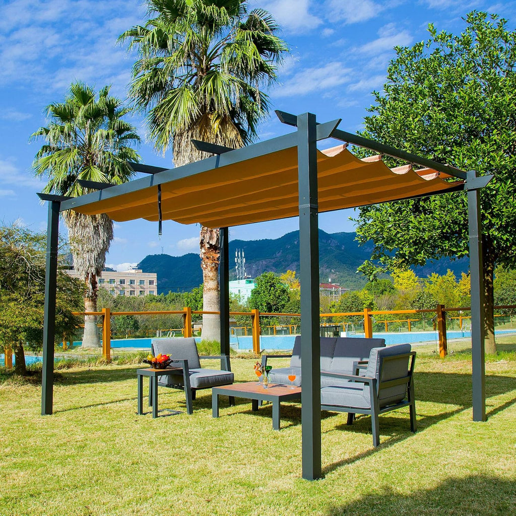 Aluminum Retractable Outdoor Pergola 10x10ft X981