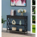 Black Wood and Metal One-Drawer Console Table V3258