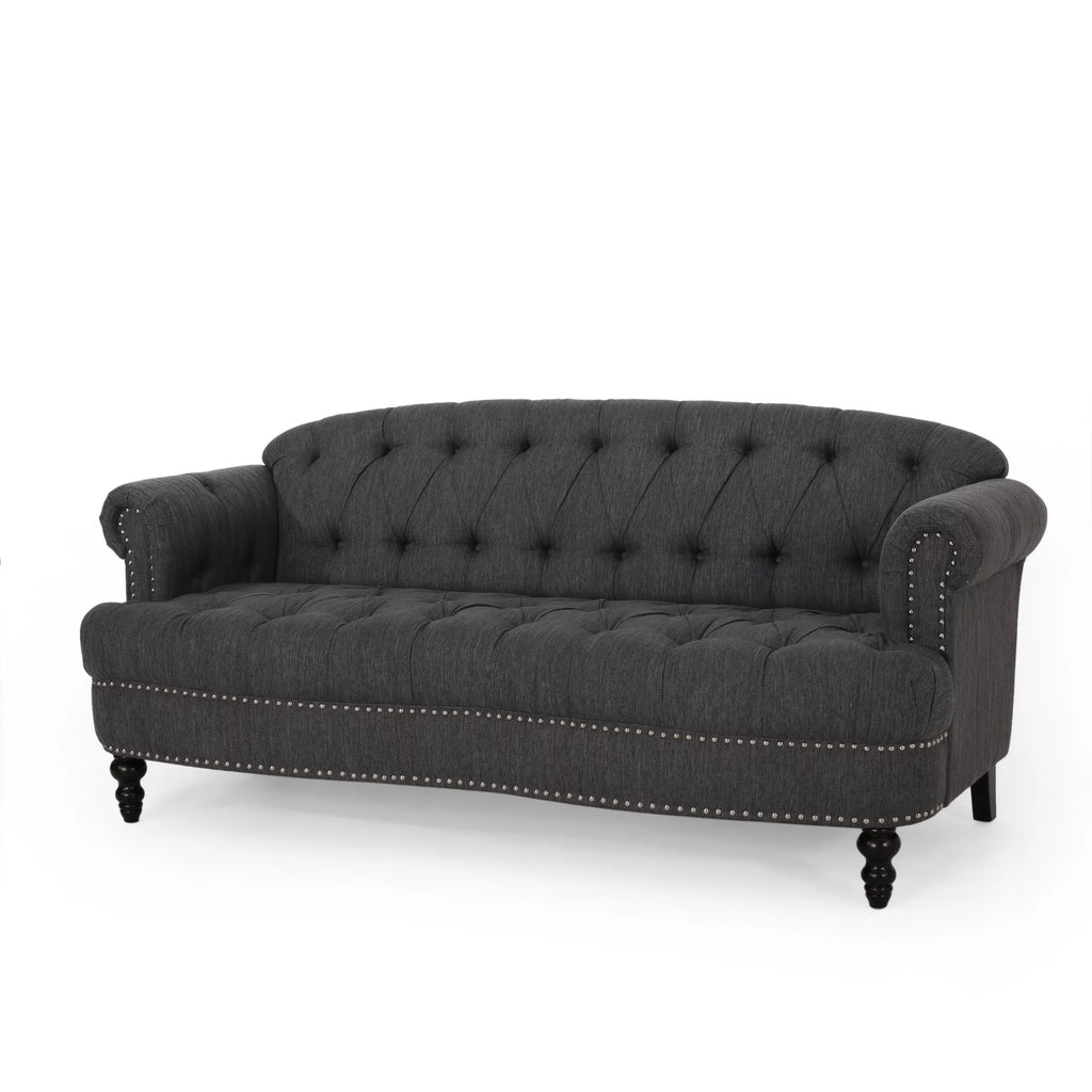 Charcoal Tufted 3 Seater Fabric Sofa H89805