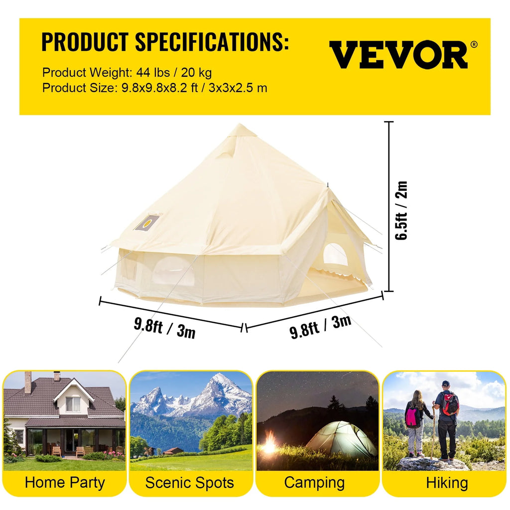 Canvas Bell Tent with Stove Jacket Waterproof 4 Seasons Z81358