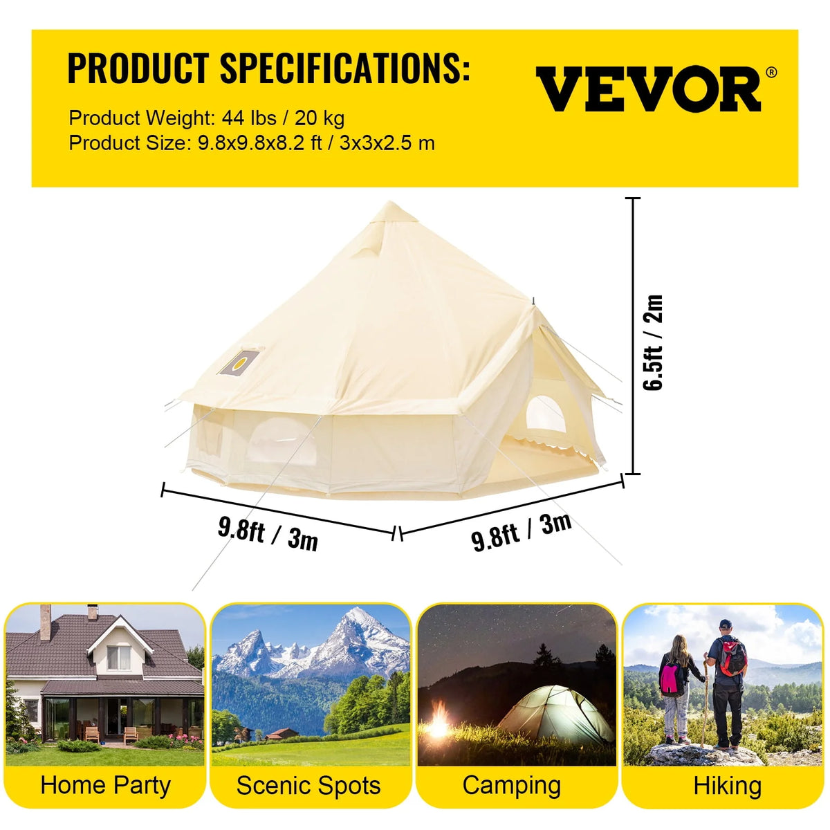 Canvas Bell Tent with Stove Jacket Waterproof 4 Seasons Z81358