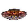 16" 2-Light Tiffany Glass Flush Mount Ceiling Light U966