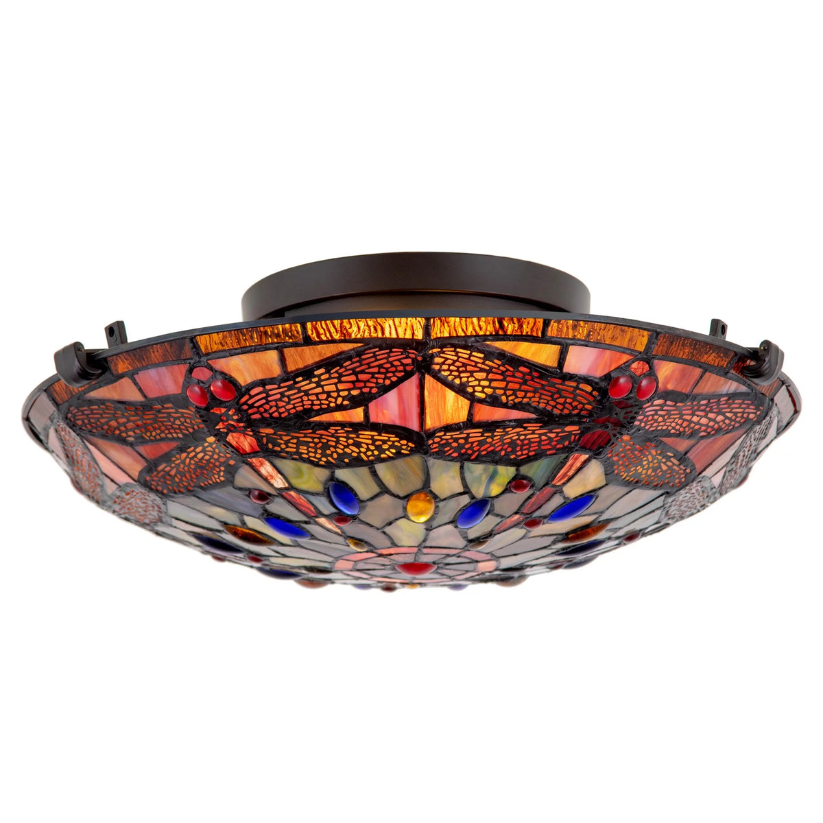 16" 2-Light Tiffany Glass Flush Mount Ceiling Light U966
