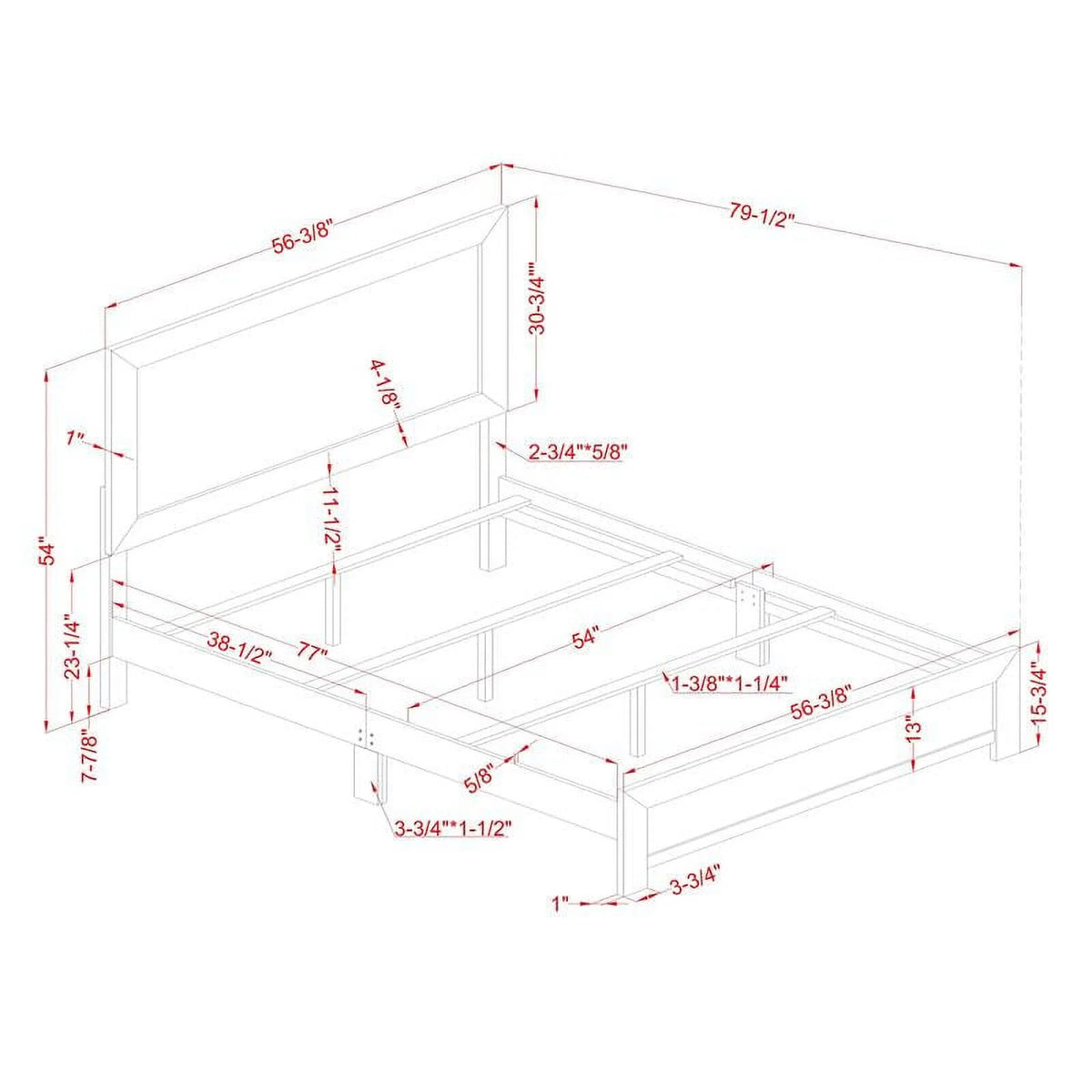 Queen Panel Bed in Walnut X7198
