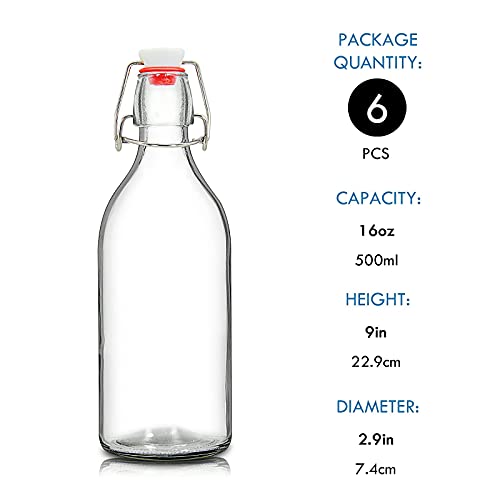 16 oz Glass Swing Top Bottles 6 Pack E975