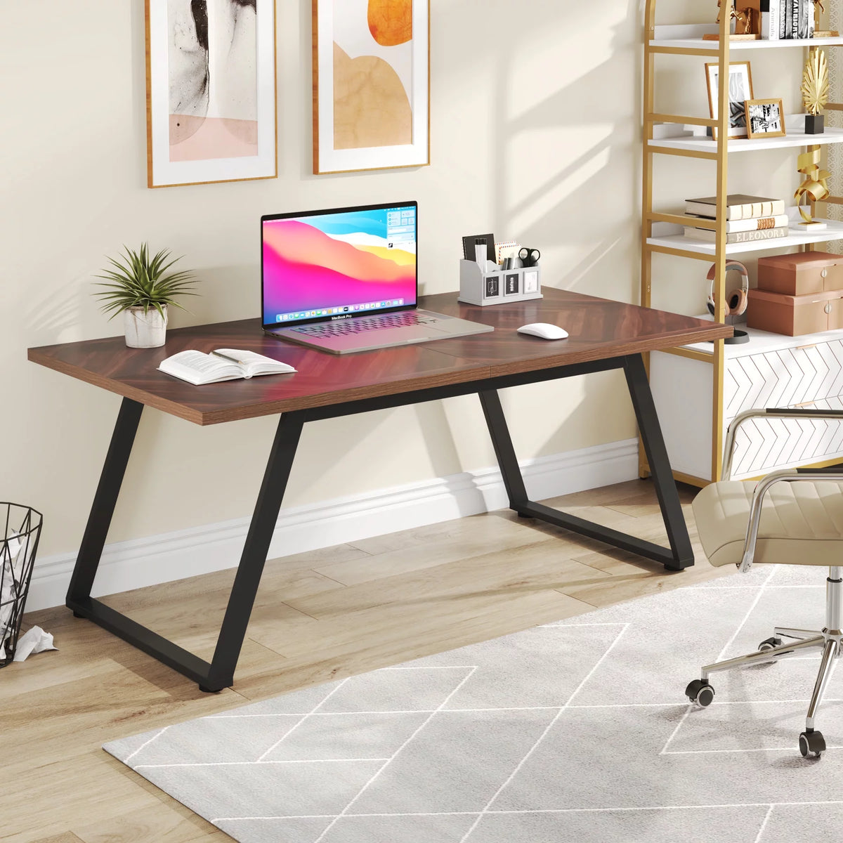 Rectangle Wooden Dining Table with Steel Legs W129685