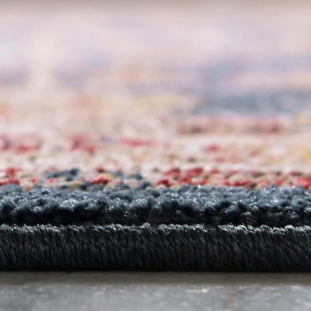Light Blue Burgundy 4' 1" x 6' 1" Floral Rug N26129