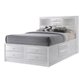 White Wood Queen Bed with Storage N198417