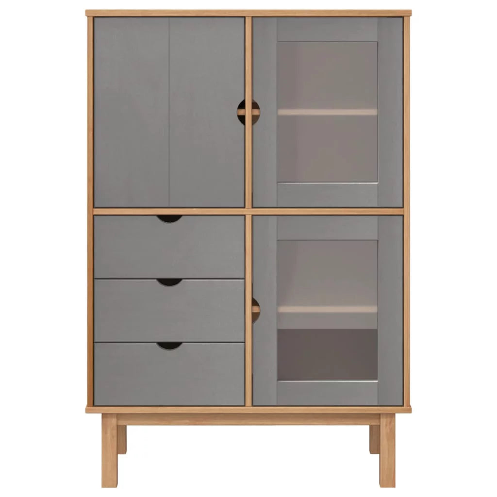 Brown and Gray Solid Wood Pine Highboard Y8856