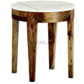 Round White Marble Top Gold Base End Side Table G266