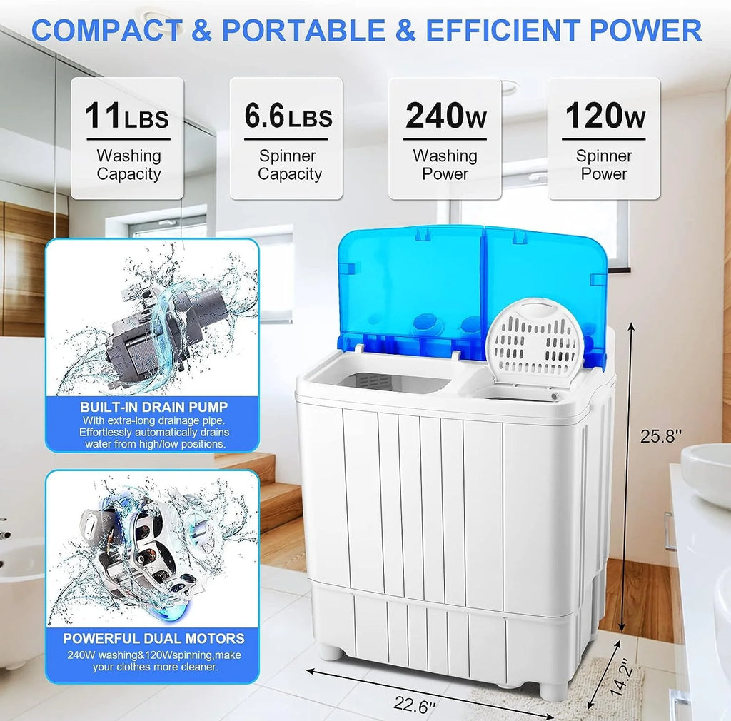 11lbs Washer & 6.6lbs Spin Dryer Combo Washing Machine L795