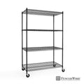 Black 4-Tier Metal Storage Shelving Unit with Casters V97045