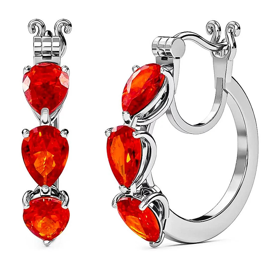 Orange Huggie Hoop Earrings Cubic Zirconia I686063