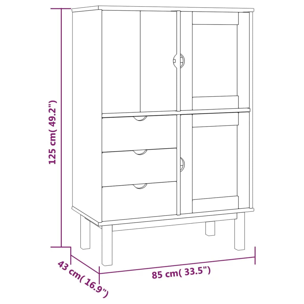 Brown and Gray Solid Wood Pine Highboard Y8856
