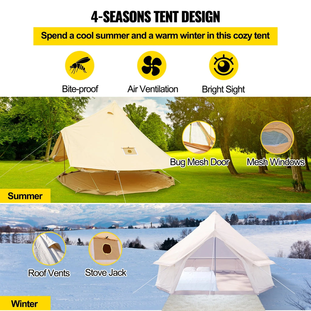 Canvas Bell Tent with Stove Jacket Waterproof 4 Seasons Z81358