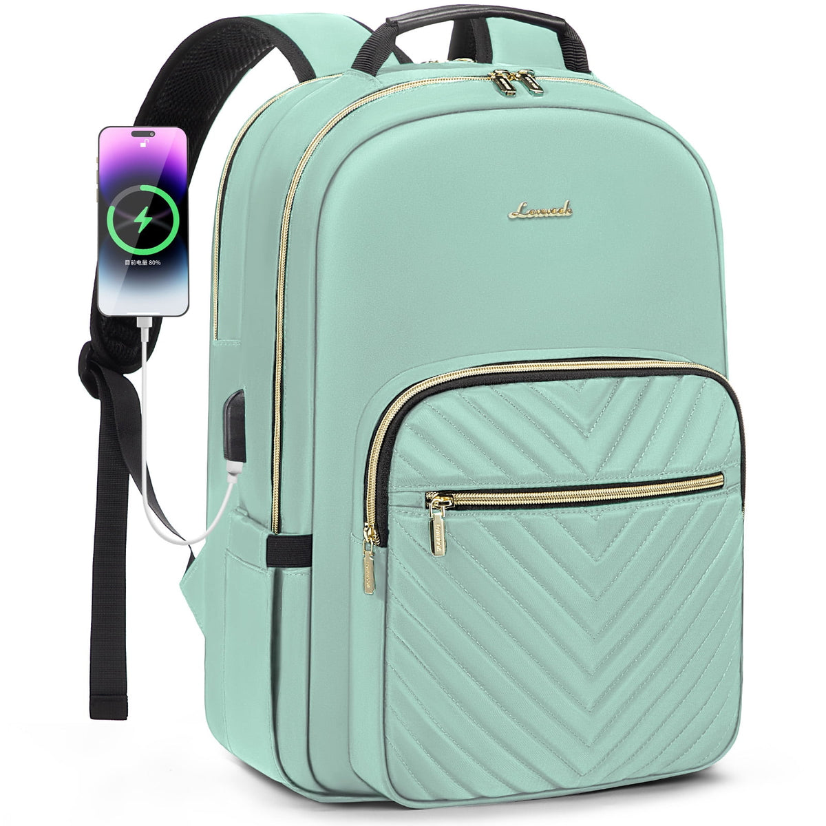 15.6" Quilted Laptop Backpack with USB I48910