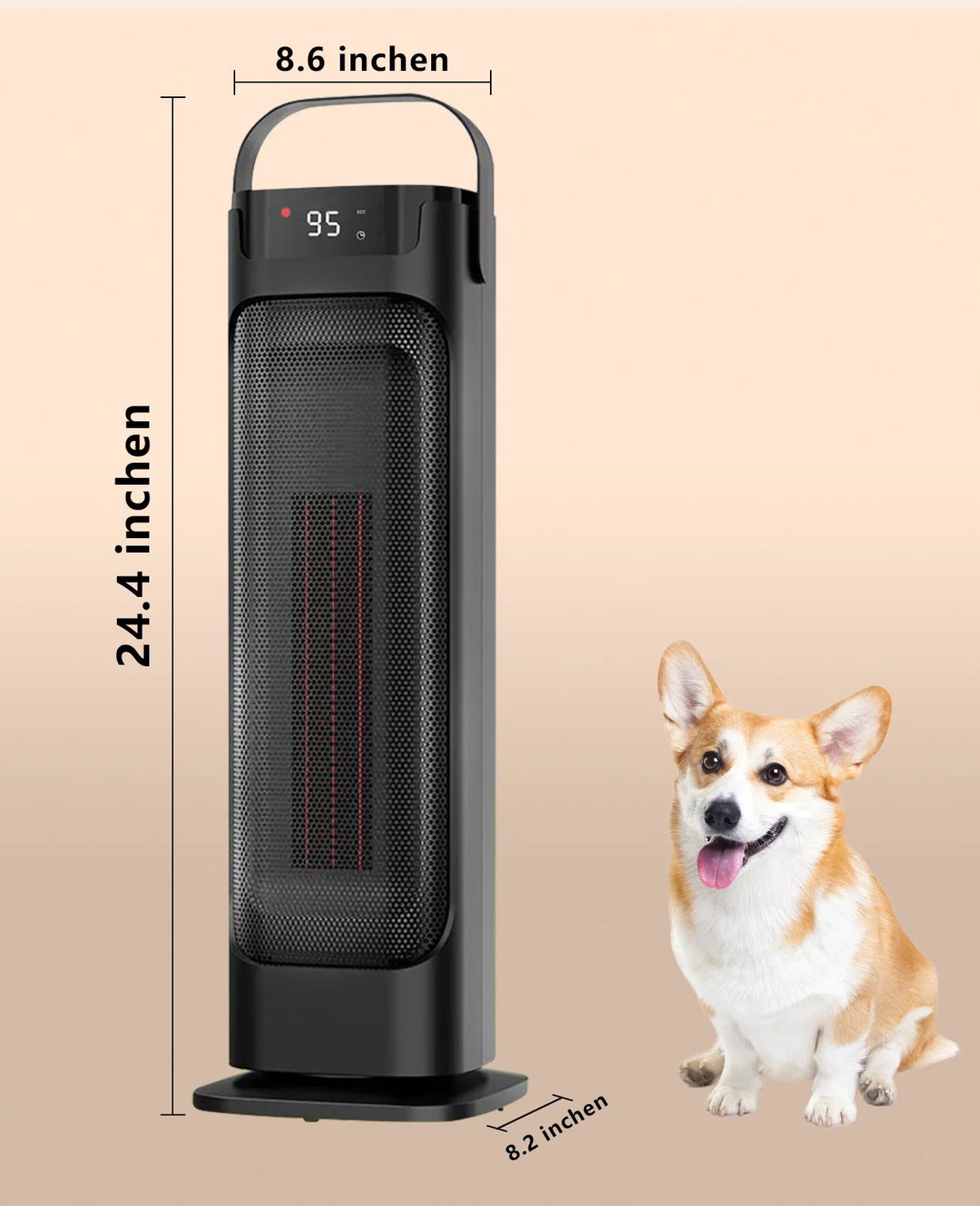 Electric Space Heater Indoor PTC Ceramic Heater with Thermostat Remote 90° Oscillating 1500W Q12184