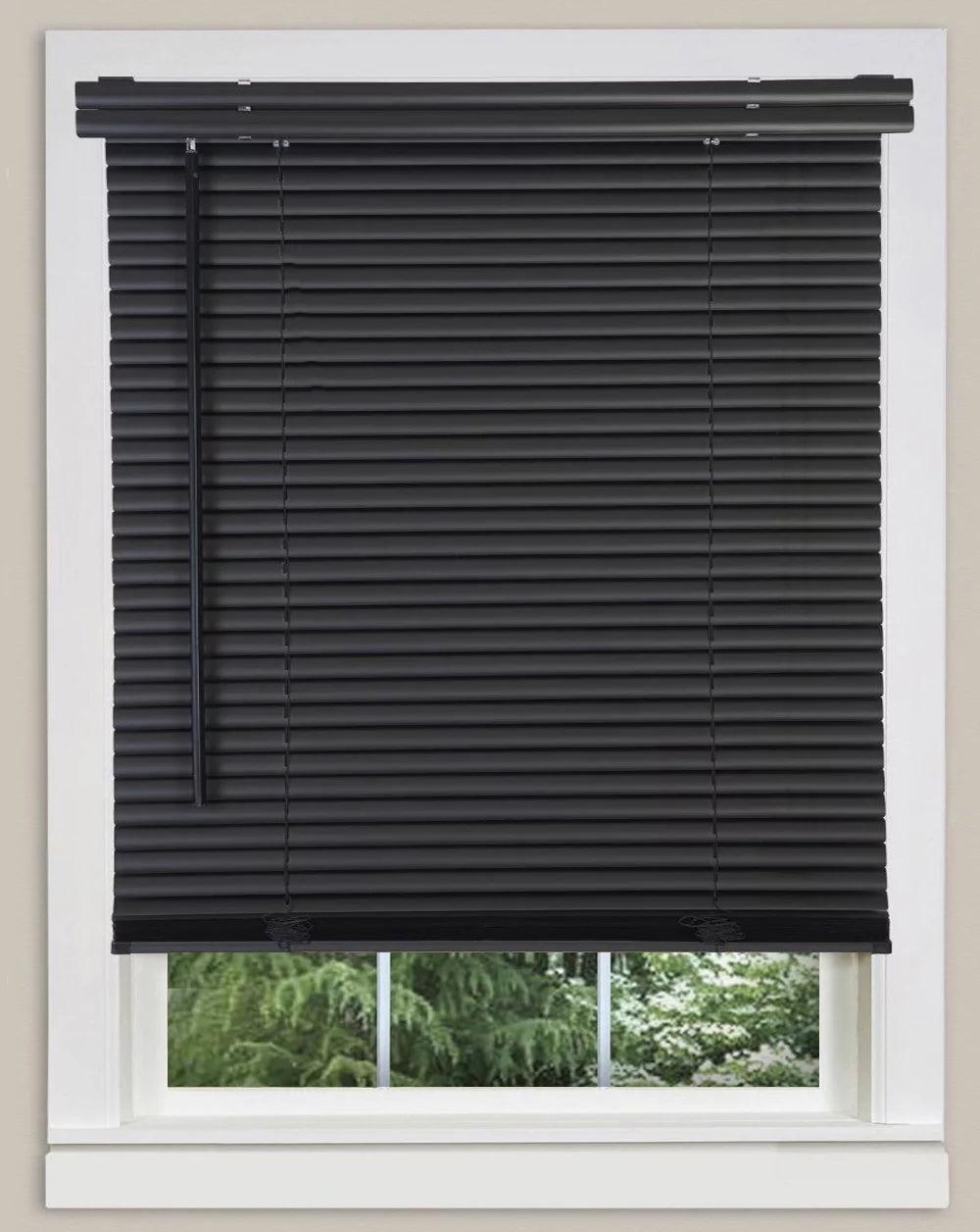 Cordless Black 1" Slats Venetian Vinyl Blind 32" x 72" P3881