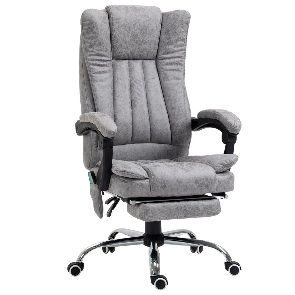 Gray Microfiber High Back Office Chair with Massage and Footrest L568